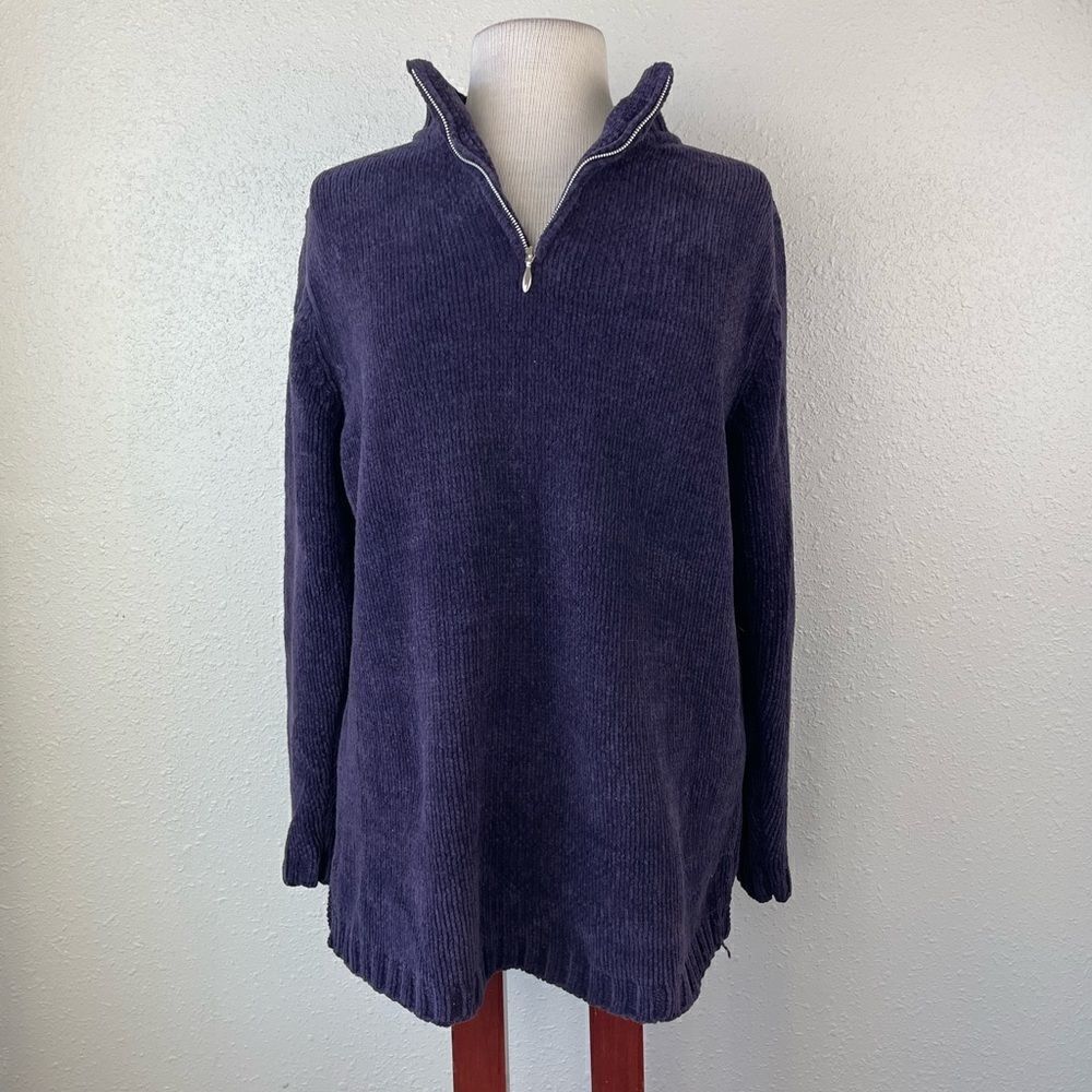 Studio Works Purple Quarter Zip Sweater Top Size M EUC